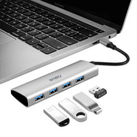 WIWU Переходник A440 Pro 4 in 1 (USB-C to 4xUSB3.0) Hub докстанция Alpha / Кабелі + №9038