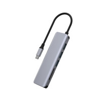 WIWU Переходник A731HC adapter Hub Type-C 7in1 Alpha HDMI, 3xUSB, SD, Type-C / Кабелі + №9041