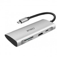 WIWU Переходник A731HC adapter Hub Type-C 7in1 Alpha HDMI, 3xUSB, SD, Type-C / USB + №9041