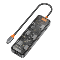 WIWU Адаптер CB008 Cyber HUB 8 in 1 USB-C to USB3 x 2 / USB2 / Type-C / HDMI / SD / Micro SD / RG45 / USB + №9040