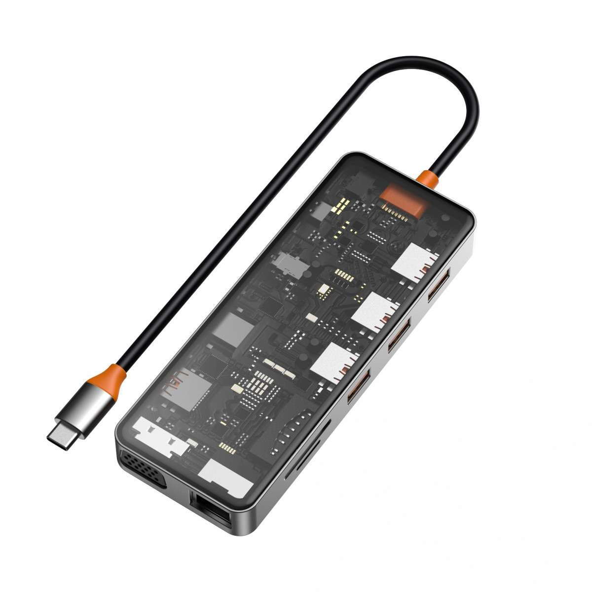 WIWU Адаптер CB011 11 в 1 Cyber USB-C to USB3.0, SD/TF, HDMI, RJ45, VGA, PD + 3.5mm