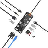 WIWU Адаптер CB011 11 в 1 Cyber USB-C to USB3.0, SD/TF, HDMI, RJ45, VGA, PD + 3.5mm / Type-C + №9102