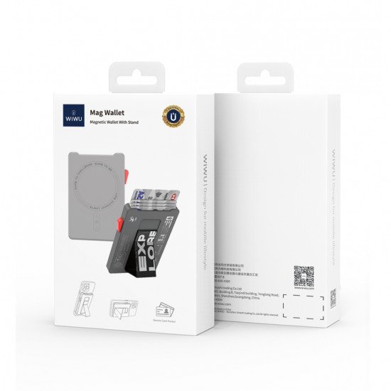 WIWU Бумажник для карт MW-002 Mag Wallet Pop-Up Button Designed Magnetic Stand Card Holder