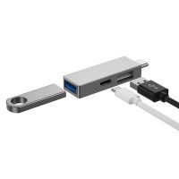 WIWU Переходник T02 Pro (Type-C to USB-A 3.0 | USB-A 2.0 | USB-C) / USB + №9047