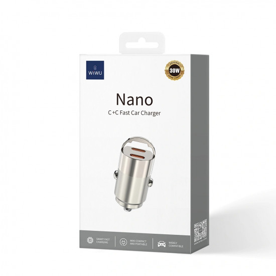 WIWU Автомобильное зарядное устройство Wi-QC029 Nano Series 30W Fast Car Charger USC-A+USB-C