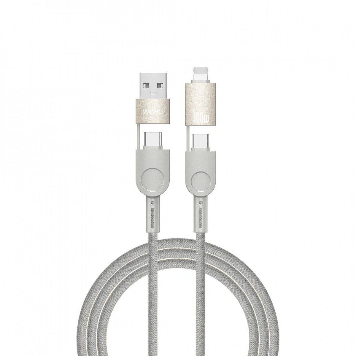 WIWU Кабель Raptor 100W 4 in 1 Fast Charging Cable Wi-C051 A+C-C+L 1.2m