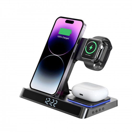 WiWU БЗУ Wi-W006 5 in1 wireless charger with clock&Alarm