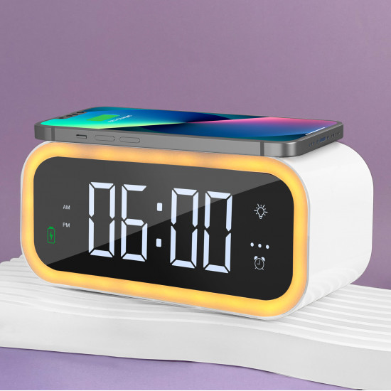 WiWU БЗУ Wi-W015  2 in 1 Wireless charger& alarm