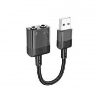Кабель-переходник Hoco LS37 Spirit 2-in-1 transparent external sound card for earphones USB to 3.5mm / Кабели / Переходники+ №9805 + UAX Кабель-переходник Hoco LS37 Spirit 2-in-1 transparent external sound card for earphones USB to 3.5mm / Кабели / Переходники + №9805