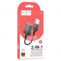 Кабель-переходник Hoco LS37 Spirit 2-in-1 transparent external sound card for earphones USB to 3.5mm / Кабели / Переходники+ №9805 + UAX Кабель-переходник Hoco LS37 Spirit 2-in-1 transparent external sound card for earphones USB to 3.5mm / Кабели / Переходники + №9805