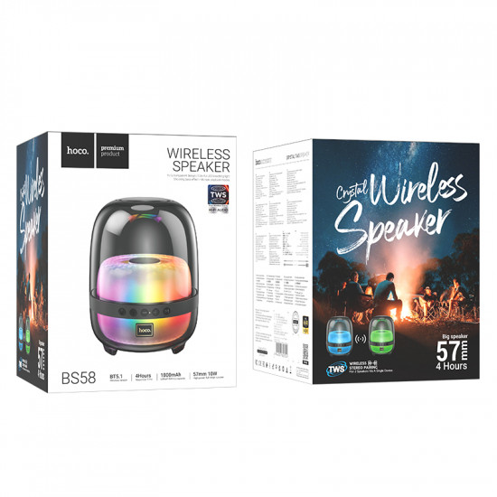 Портативная колонка со светомузыкой Hoco BS58 Crystal colorful luminous BT speaker