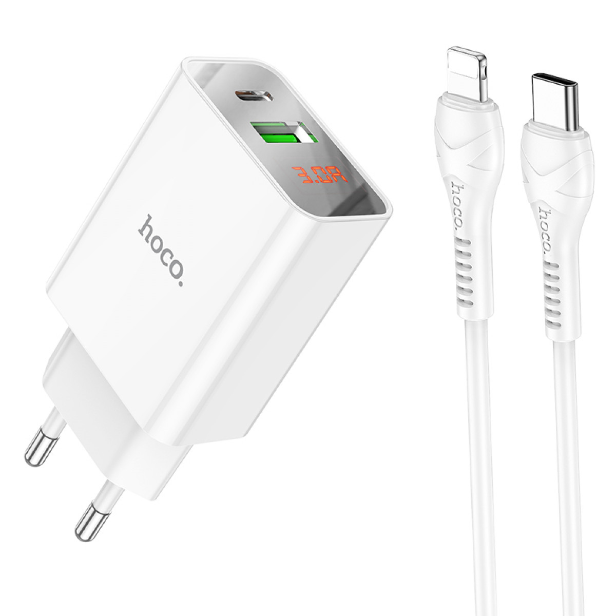 СЗУ Hoco C100A PD20W+QC3.0 charger with digital display (C to iP)