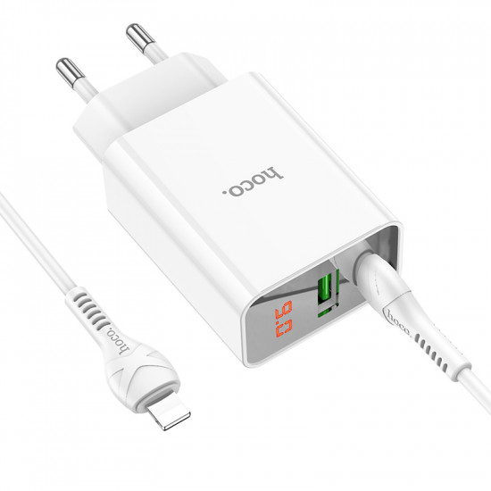 СЗУ Hoco C100A PD20W+QC3.0 charger with digital display (C to iP)