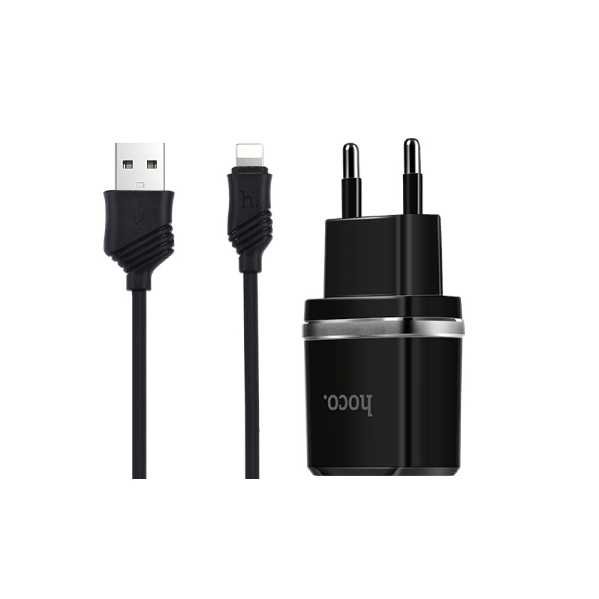 СЗУ Hoco C12 Smart dual USB (iP cable)charger set