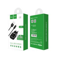 СЗУ Hoco C12 Smart dual USB (iP cable)charger set / Адаптери + №8700