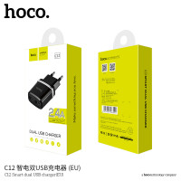 СЗУ Hoco C12 Smart dual USB charger(EU) / Адаптери + №8699