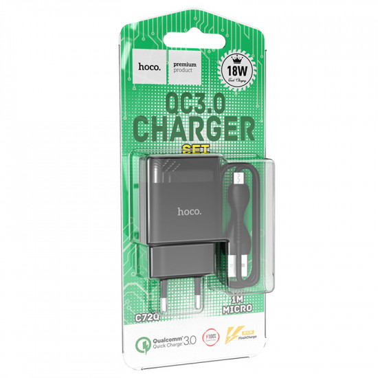 СЗУ Hoco C72Q Glorious single port QC3.0 charger set(Micro)