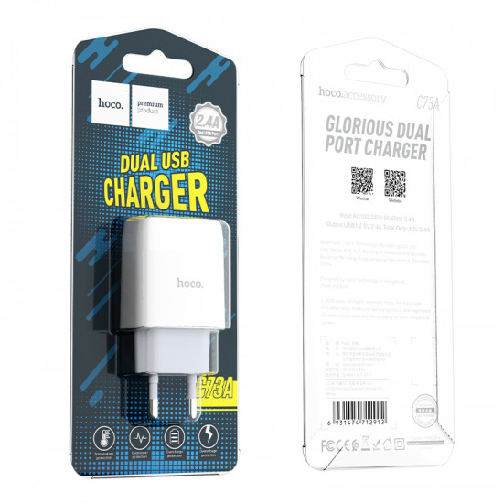 СЗУ Hoco C73A Glorious dual port charger(EU)