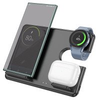 Беспроводное зарядное устройство Hoco CQ2 Flash folding 3-in-1 wireless fast charger / Бездротові ЗП + №9807