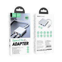 Адаптер Hoco HB14 Easy use Type-C adapter(Type-C to USB3.0+HDMI+PD) / Бренд + №9599