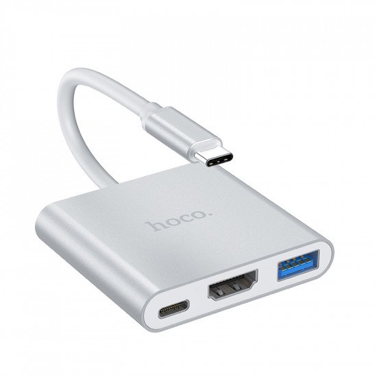 Адаптер Hoco HB14 Easy use Type-C adapter(Type-C to USB3.0+HDMI+PD)