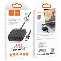 Переходник Hoco HB31 Easy 4-in-1 converter(USB to USB3.0*4)(L=1.2M) / Кабелі / Перехідники + №8754