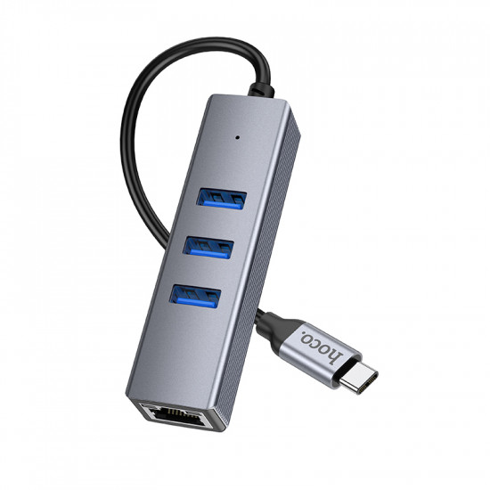 Сетевой адаптер Hoco HB34 Easy link Type-C Gigabit network adapter(Type-C to USB3.0*3+RJ45)