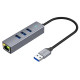 Сетевой адаптер Hoco HB34 Easy link USB Gigabit Ethernet adapter(USB to USB3.0*3+RJ45)