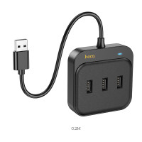 Сетевой адаптер Hoco HB35 Easy link 4-in-1 Gigabit Ethernet Adapter(USB to USB3.0*3+RJ45)(L=0.2M) / Кабели / Переходники + №8759