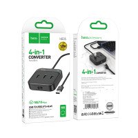 Сетевой адаптер Hoco HB35 Easy link 4-in-1 Gigabit Ethernet Adapter(USB to USB3.0*3+RJ45)(L=1.2M) / Кабеля + №8760