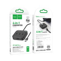 Сетевой адаптер Hoco HB35 Easy link 4-in-1 Gigabit Ethernet Adapter(USB to USB3.0*3+RJ45)(L=0.2M) / Кабелі / Перехідники + №8759