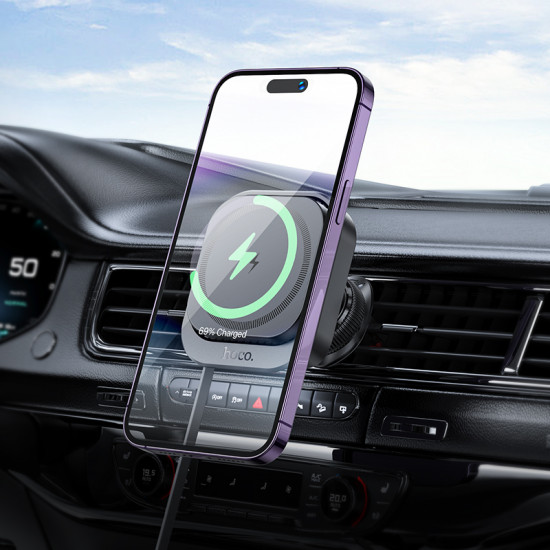 Автотримач HW23 Might retractable magnetic wireless fast charging car holder(air outlet)