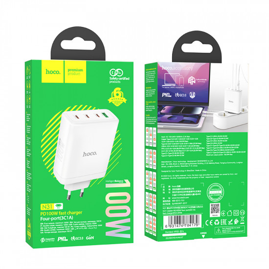 СЗУ Hoco N31 Leader PD100W four-port(3C1A) fast charger