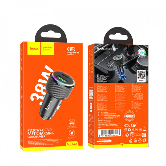 Автодержатель Hoco NZ14A Guerrero PD20W+QC3.0 car charger