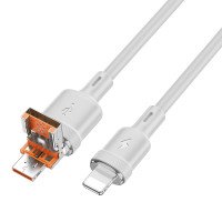 Кабель Hoco U131 Afortunado 2-in-1 charging data cable USB/Type-C to iP / Hoco + №9536