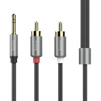 Аудио кабель Hoco UPA10 double lotus rca audio cable 3.5mm / Перехідники/подовжувачі + №8838