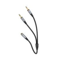 Аудио кабель Hoco UPA21 2-in-1 3.5 headset audio adapter cable(female to 2*male) / Hoco + №9502