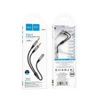 Аудио кабель Hoco UPA21 2-in-1 3.5 headset audio adapter cable(female to 2*male) / AUX + №9502