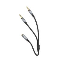Аудио кабель Hoco UPA21 2-in-1 3.5 headset audio adapter cable(female to 2*male) / AUX + №9502