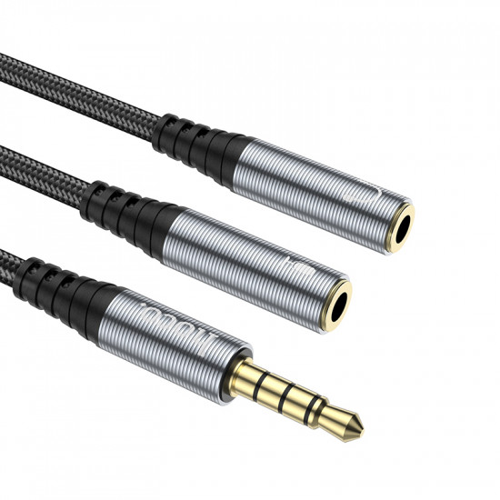 Аудио кабель Hoco UPA21 2-in-1 3.5 headset audio adapter cable(male to 2*female)