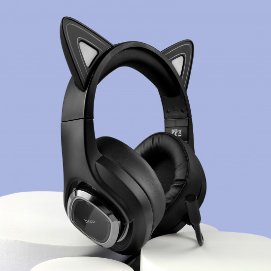 Игровые наушники с микрофоном Hoco W107 Cute cat luminous cat ear gaming headphones