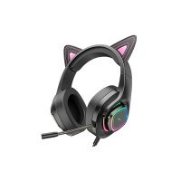 Игровые наушники с микрофоном Hoco W107 Cute cat luminous cat ear gaming headphones / Hoco + №9800