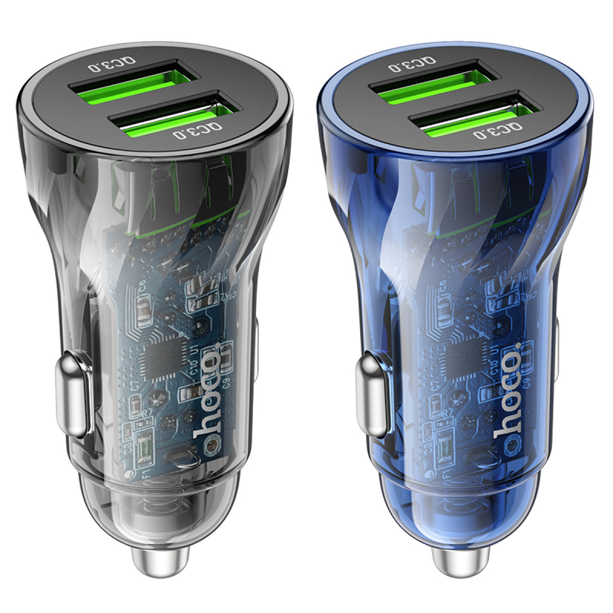 АЗУ Hoco Z47 Transparent Discovery Edition dual port QC3.0 car charger