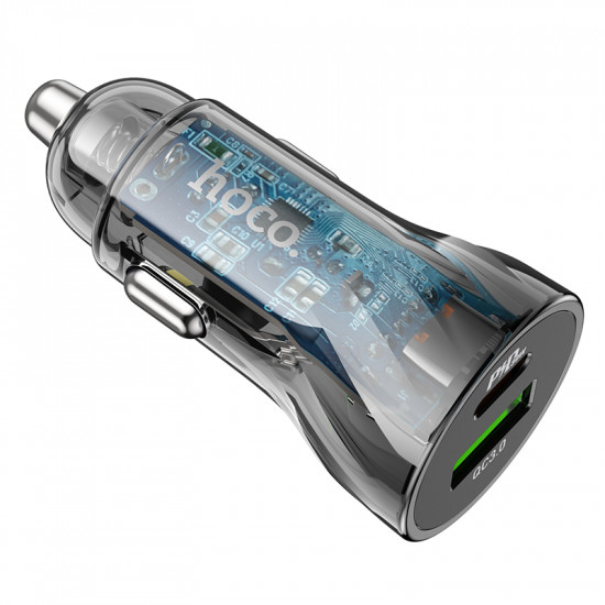 АЗУ Hoco Z47A Transparent Discovery Edition dual port PD30W+QC3.0 car charger