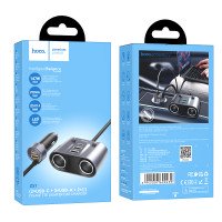 АЗУ Hoco Z51 Establisher 147W(2C3A) 2-in-1 cigarette lighter car charger / АЗУ + №8861