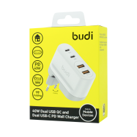 AC326TQEW - Budi Wall Charger 40W Dual USB QC and Dual USB-C PD / Зарядні пристрої + №7618