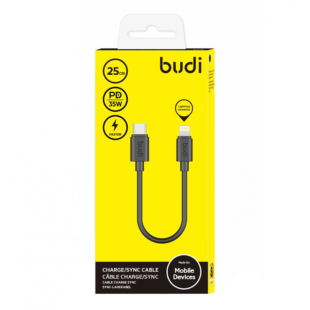 DC023TL025B - USB Кабель Budi Type-C to Lightning Charge/Sync PD 35W 25cm