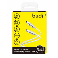 DC103TT20W - USB-кабель Budi Type-C to Type-C Fast Charging Braided Cable 2m / Кабелі / Перехідники + №9953