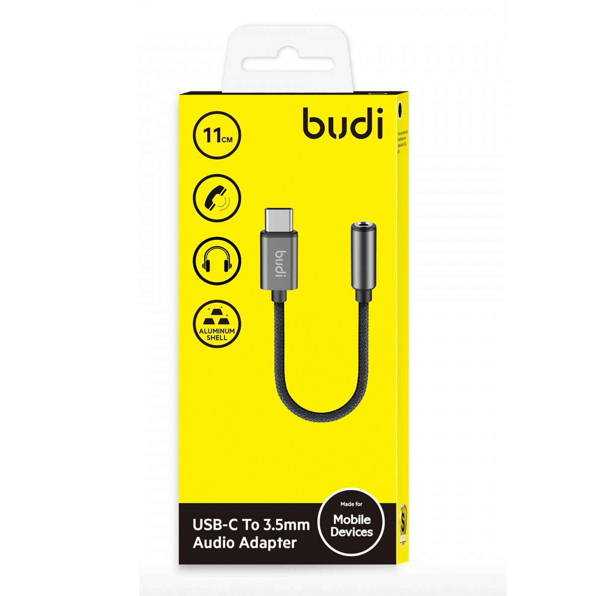 DC105B - AUX Cable Budi USB-C to 3.5 mm 11cm