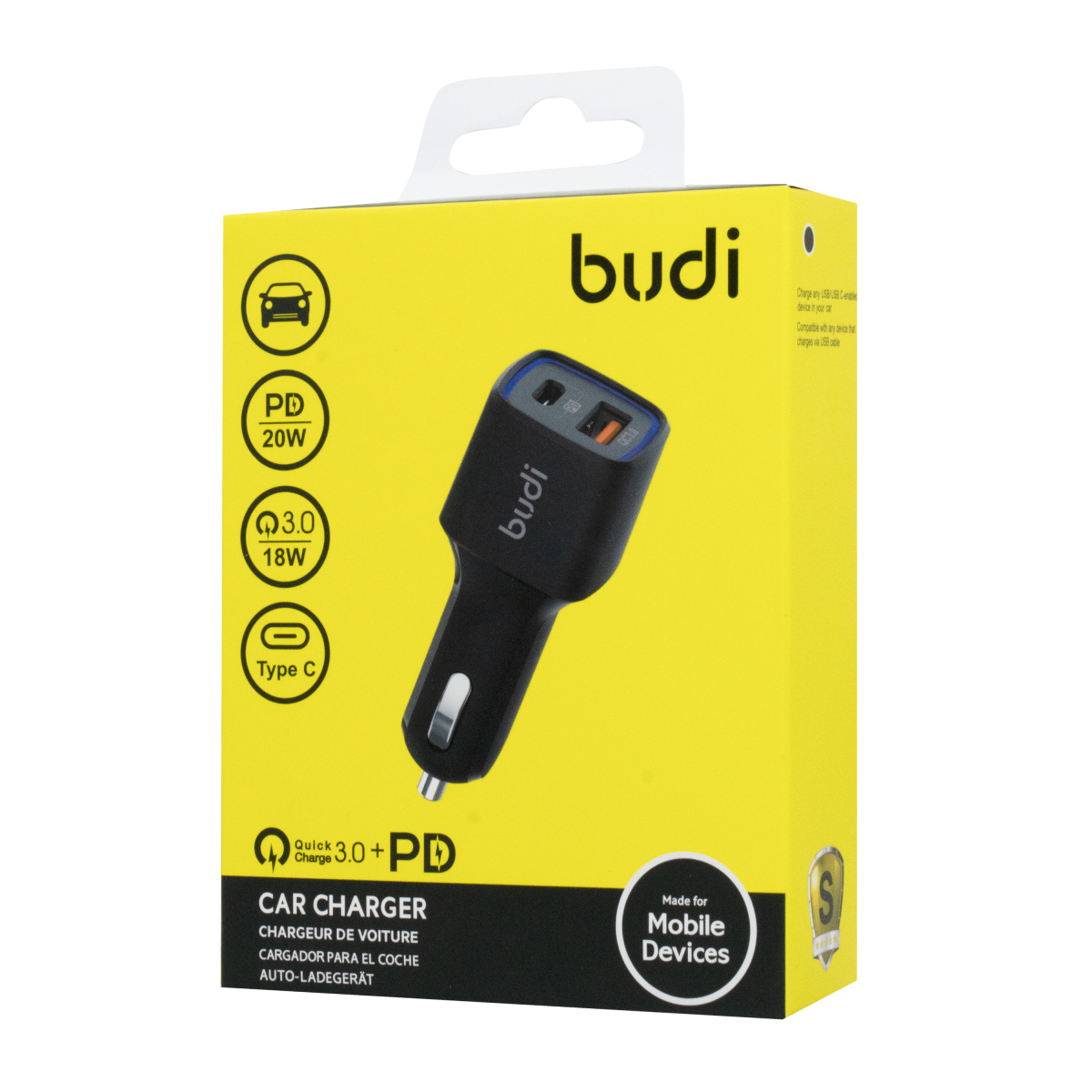 CC065TB38 - QC 3.0/PD USB Car Charger with LED indicator,Input:DC 12~24V